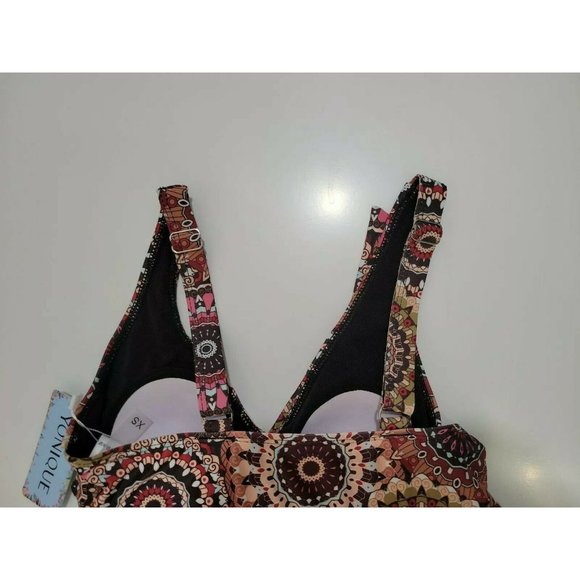 Yonique | Tankini Bathing Suit Top for Women | One Piece | Medallion Print XS - Picture 5 of 6